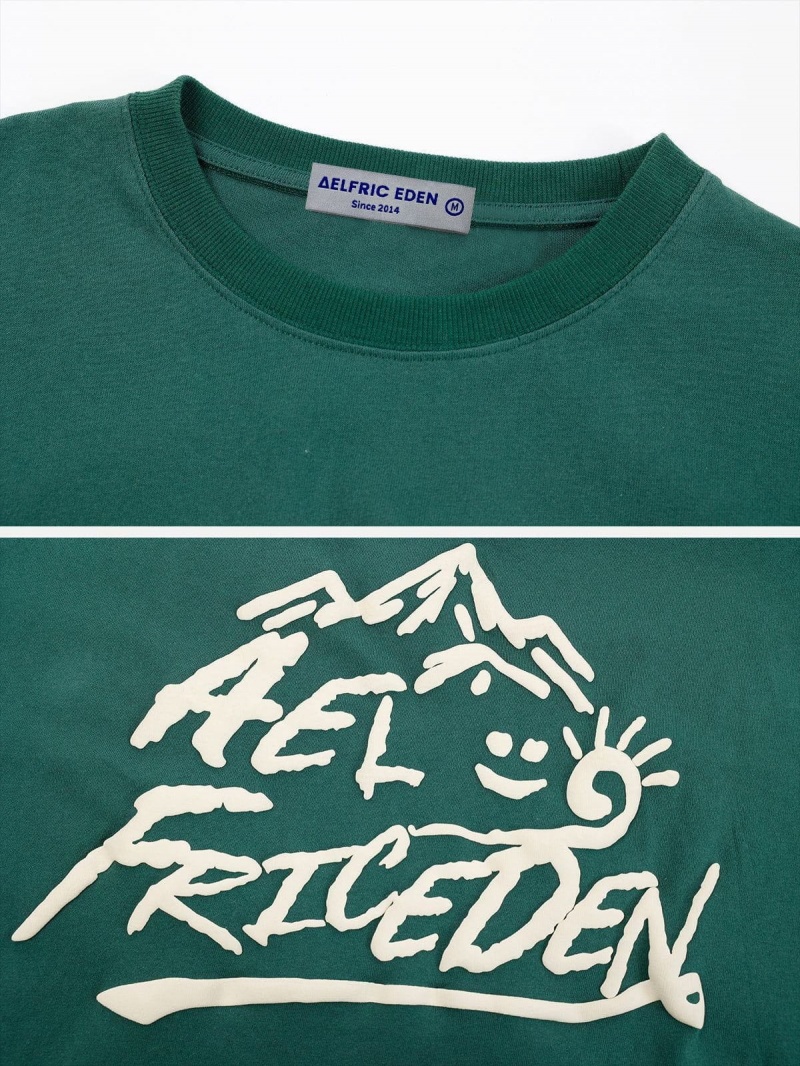 T Shirts Aelfric Eden Mountain Sketch Tee Vert | ONZ-21779123